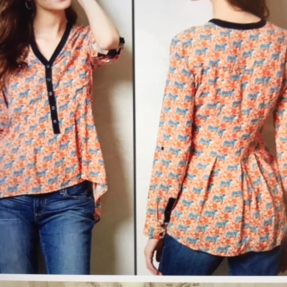 Anthro Vanessa Virginia Honore Tiger blouse